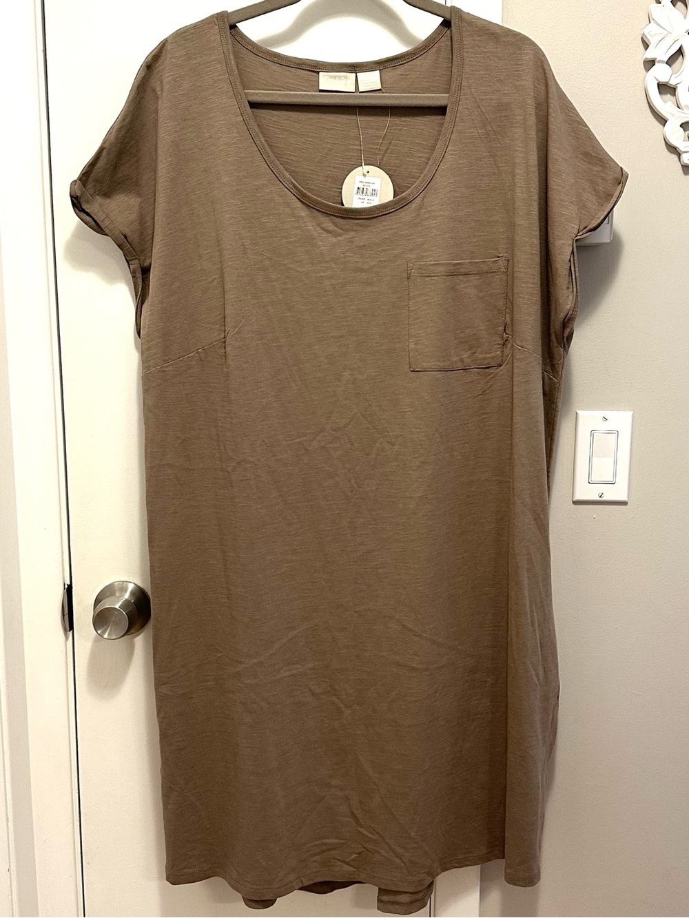 Zim & Zoe Mocha Brown Cotton T-Shirt Dress Summer Day 22/24 Plus Mocca